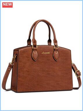 PU Leather Satchel Handbag Medium Tote Shoulder Crossbody Bag